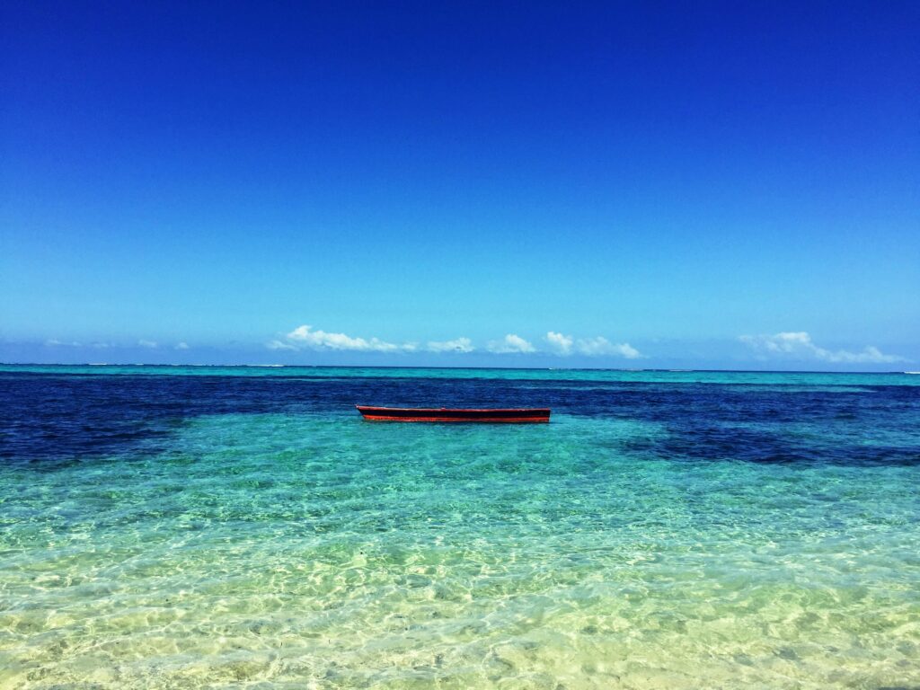Boat in the Middle of Atoll, Navosa, Western Division, Fiji