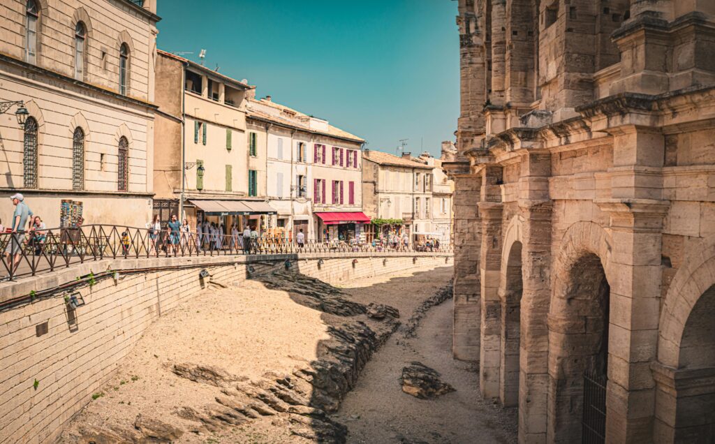 View of the Roman amphitheater in Arles